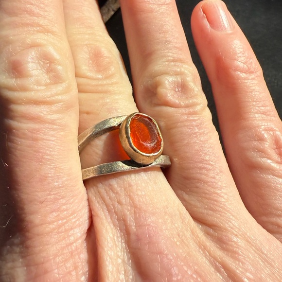 💎100% GENUINE Carnelian GEM. 💯 Sterling Silver and gold ring. Truly A DAZZLER! 6 - Picture 5 of 9